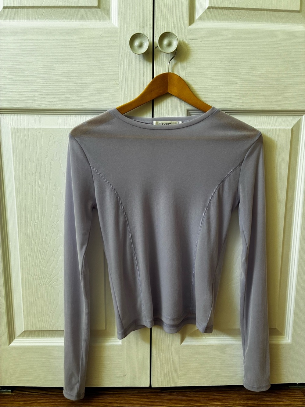 Moussy sheer velvet long sleeve top